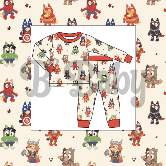 Super Dog Two Piece Long Sleeve Pajamas - Pre-Order