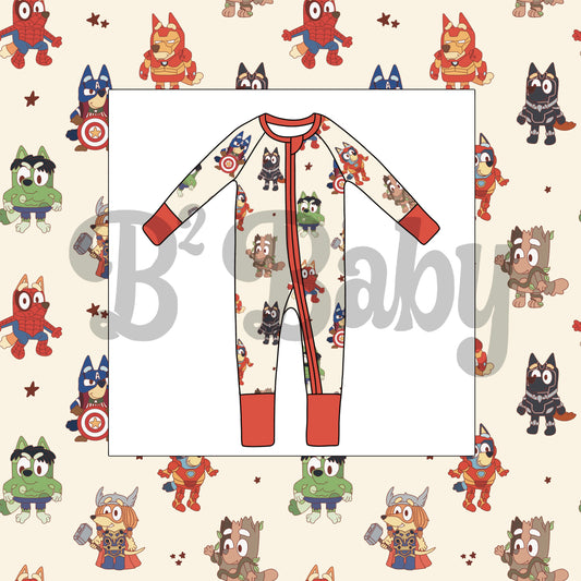 Super Dog Zipper Romper - Pre-Order